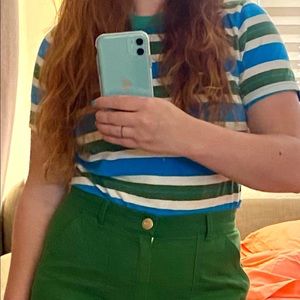 Big Bud Press 70’s Stripe Tee in Moss — XS